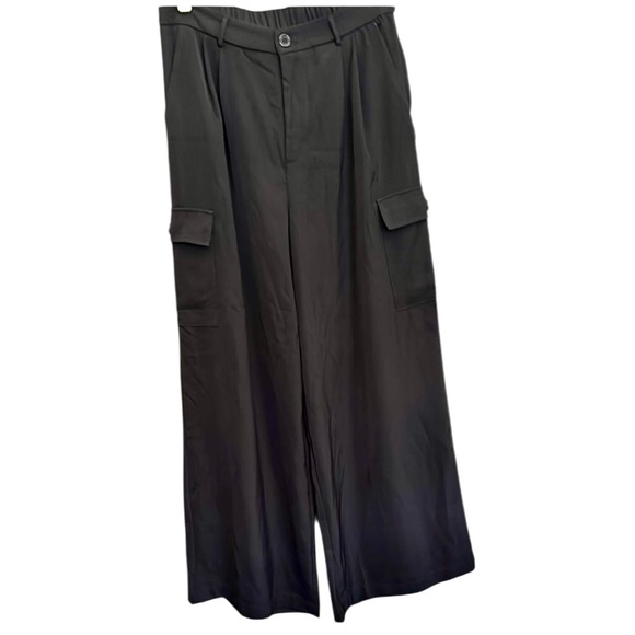 Pants - Elegant Black Wide Leg Cargo Pants dressy size 12